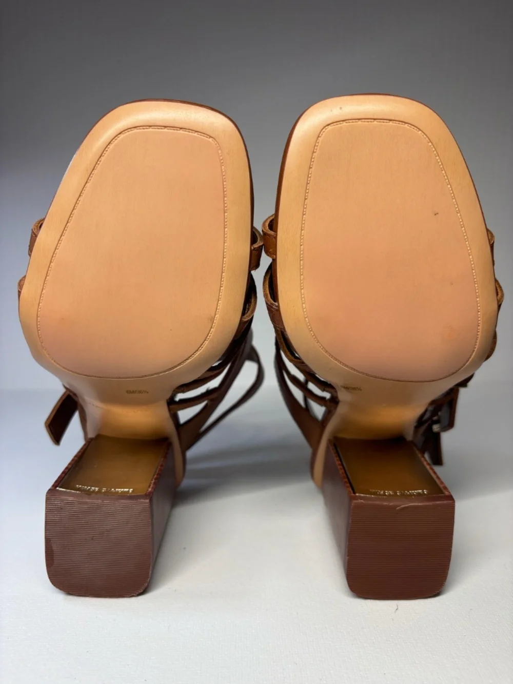Vince Camuto Cognac Brown Gladiator Block Heel Sandals Buckle Strap Heels Size 6
